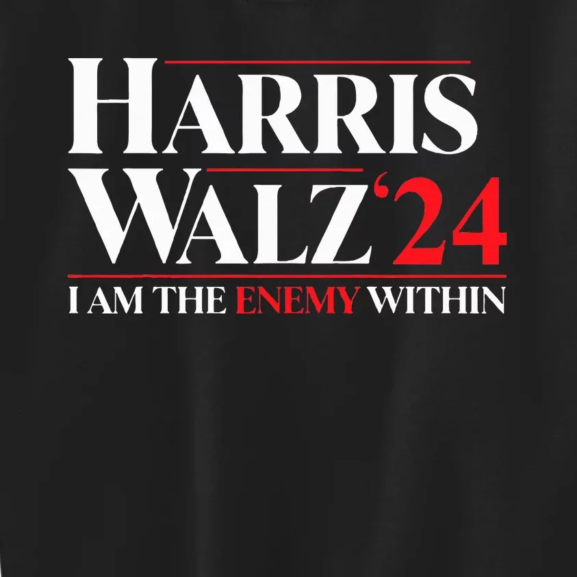 Harris Walz 24 I Am The Enemy Within Retro Usa Costume Kids Sweatshirt