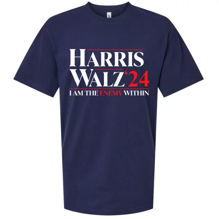 Harris Walz 24 I Am The Enemy Within Retro Usa Costume Sueded Cloud Jersey T-Shirt