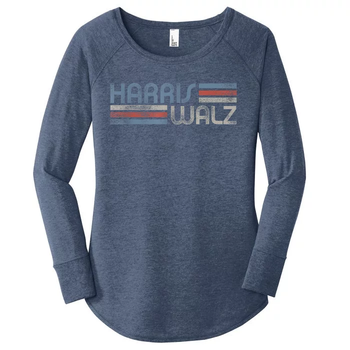 Harris Walz 2024 Retro Faded Stripes Harris Waltz 2024 Women's Perfect Tri Tunic Long Sleeve Shirt