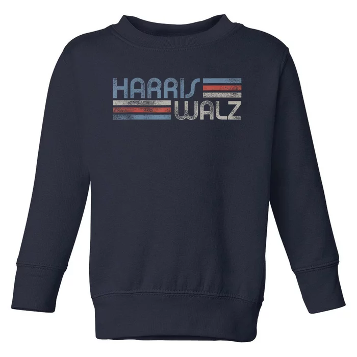 Harris Walz 2024 Retro Faded Stripes Harris Waltz 2024 Toddler Sweatshirt