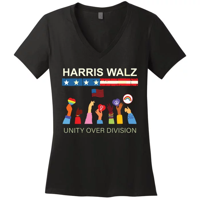 Harris Waltz 2024 Unity Over Division Women's V-Neck T-Shirt