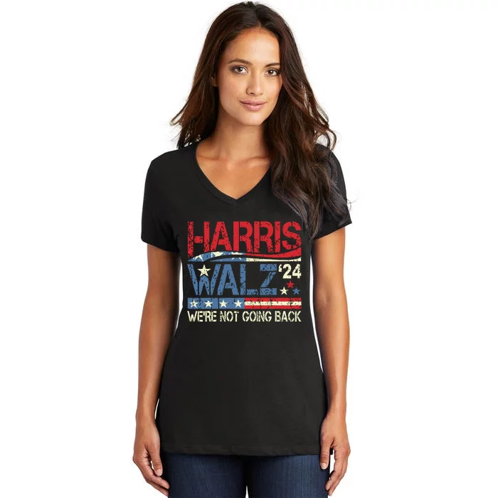 Harris Walz 2024 Kamala Harris 2024 Tim Walz 2024 Usa Flag Women's V-Neck T-Shirt