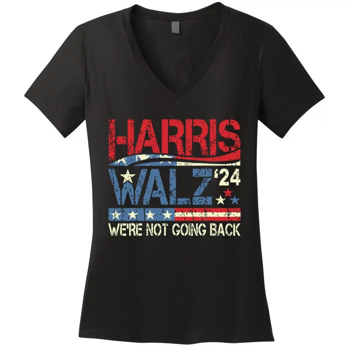 Harris Walz 2024 Kamala Harris 2024 Tim Walz 2024 Usa Flag Women's V-Neck T-Shirt