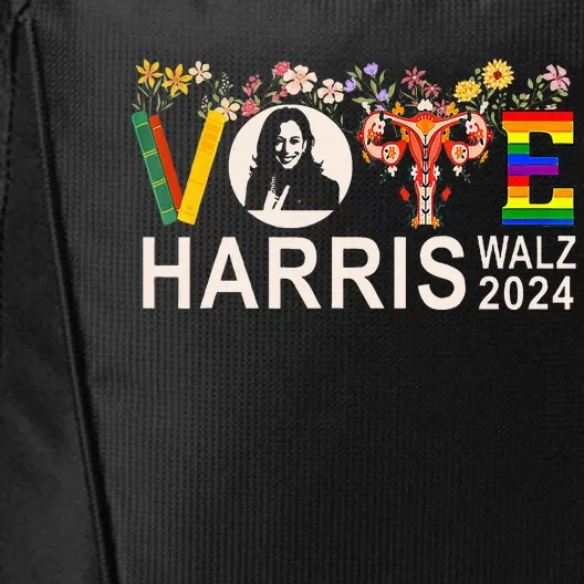 Harris Walz 24 Vote Books Reproductive Rights Lgbt Election City Backpack