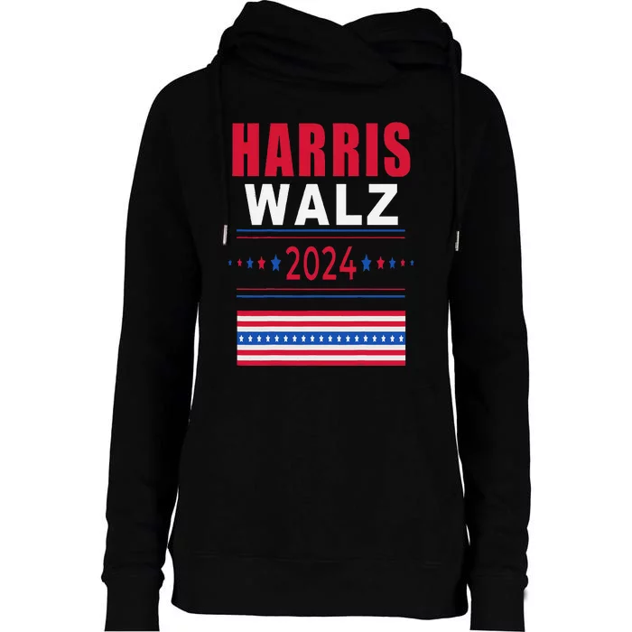 Harris Walz 2024 Kamala And Tim President Campaign Womens Funnel Neck Pullover Hood