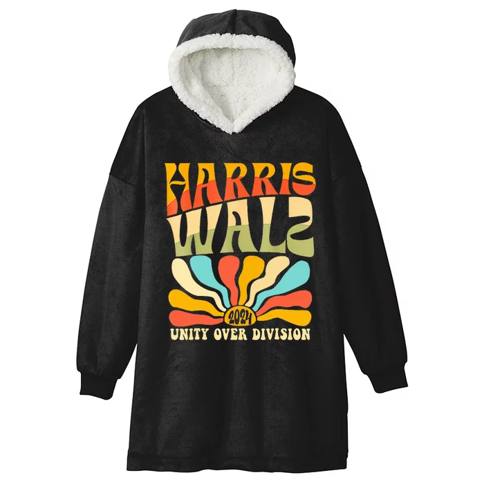 Harris Waltz 2024 Unity Over Division Boho Aesthetic Hooded Wearable Blanket