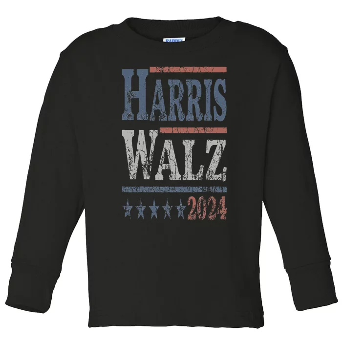 Harris Walz 2024 Election Kamala Harris Tim Waltz 2024 Toddler Long Sleeve Shirt