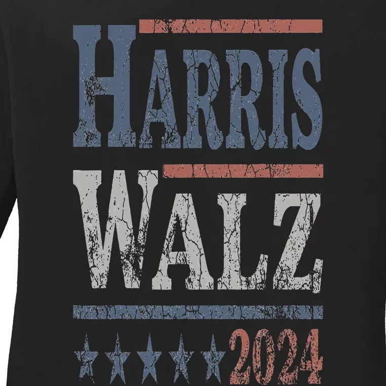 Harris Walz 2024 Election Kamala Harris Tim Waltz 2024 Ladies Long Sleeve Shirt