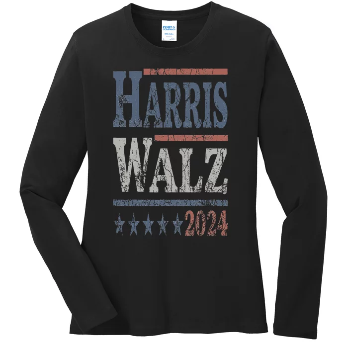 Harris Walz 2024 Election Kamala Harris Tim Waltz 2024 Ladies Long Sleeve Shirt