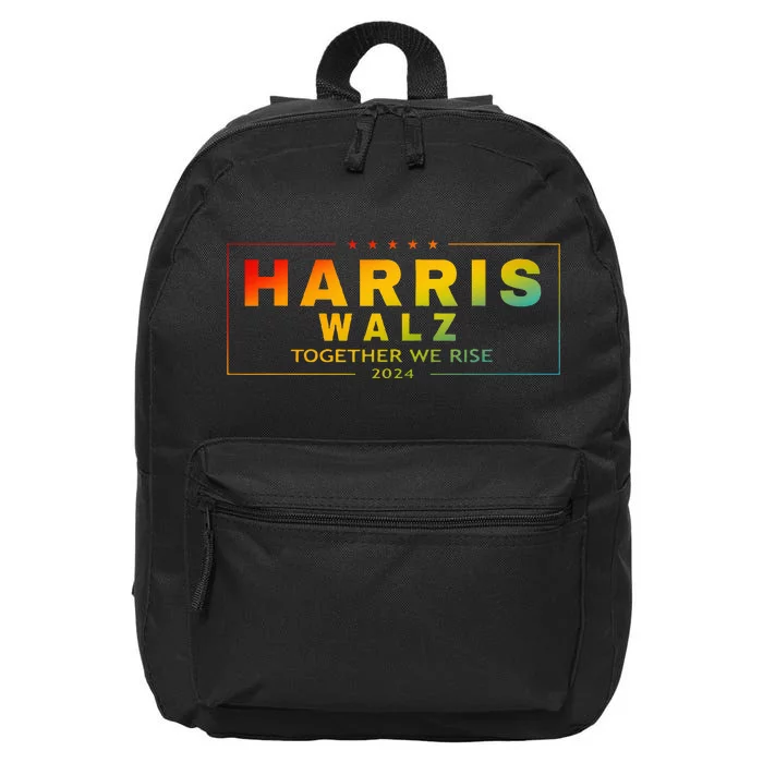 Harris Walz 2024 Together We Rise Lgbt 16 in Basic Backpack