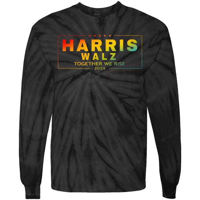 Harris Walz 2024 Together We Rise Lgbt Tie-Dye Long Sleeve Shirt