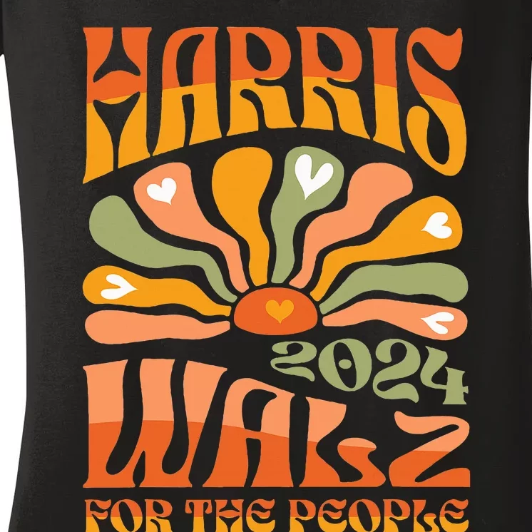 Harris Walz 2024 Election President Kamala Harris Tim Waltz Women's V-Neck T-Shirt