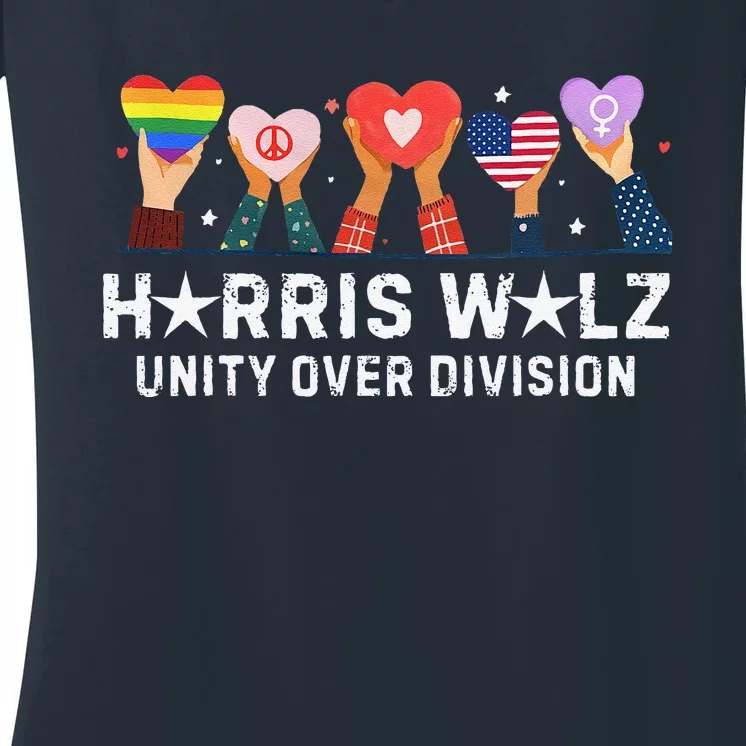 Harris Walz 2024 Unity Over Division Harris Walz 2024 Women's V-Neck T-Shirt