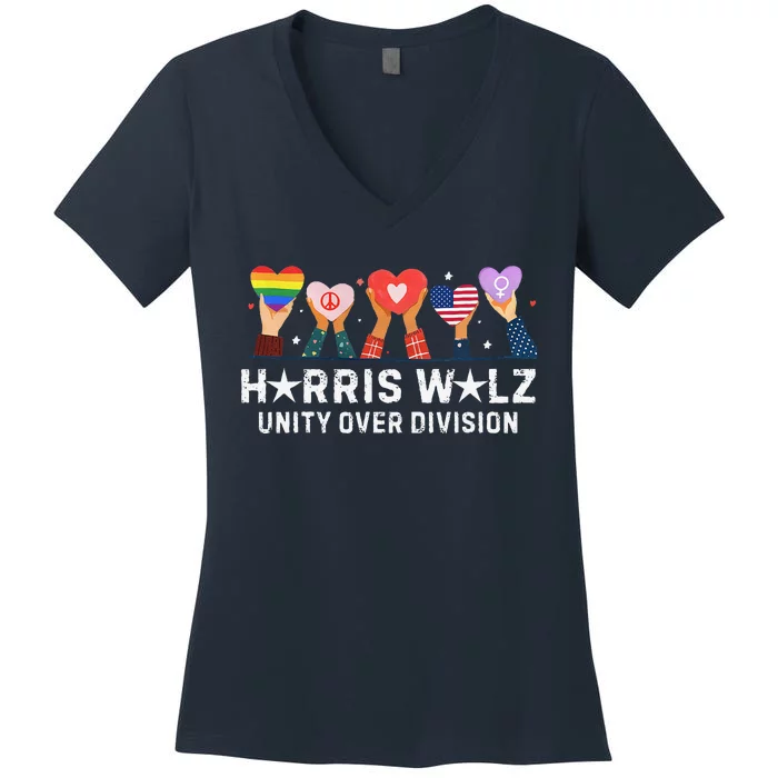 Harris Walz 2024 Unity Over Division Harris Walz 2024 Women's V-Neck T-Shirt