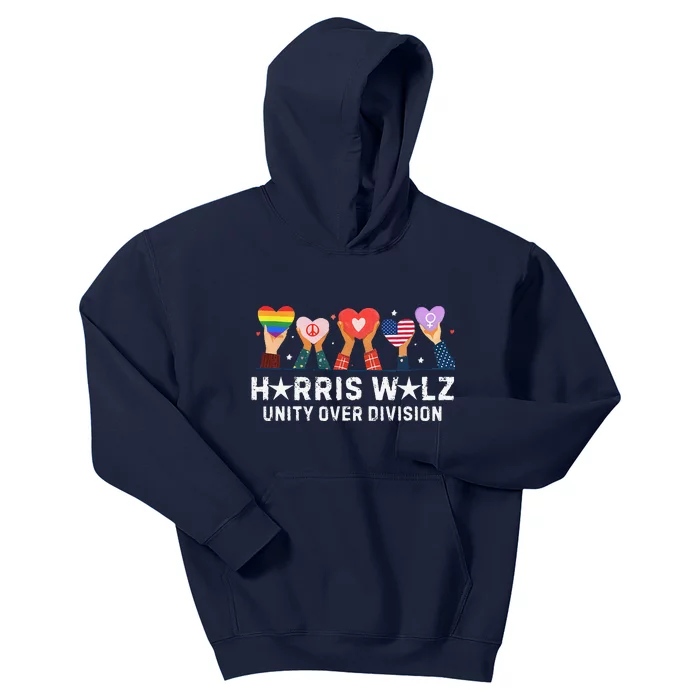 Harris Walz 2024 Unity Over Division Harris Walz 2024 Kids Hoodie