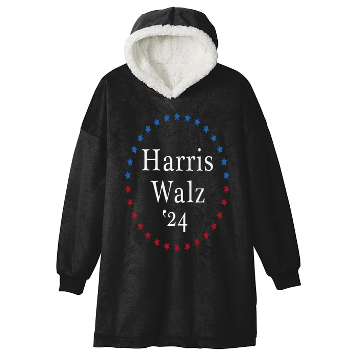 Harris Walz 2024 For President Patriotic Kamala Waltz 2024 Hooded Wearable Blanket