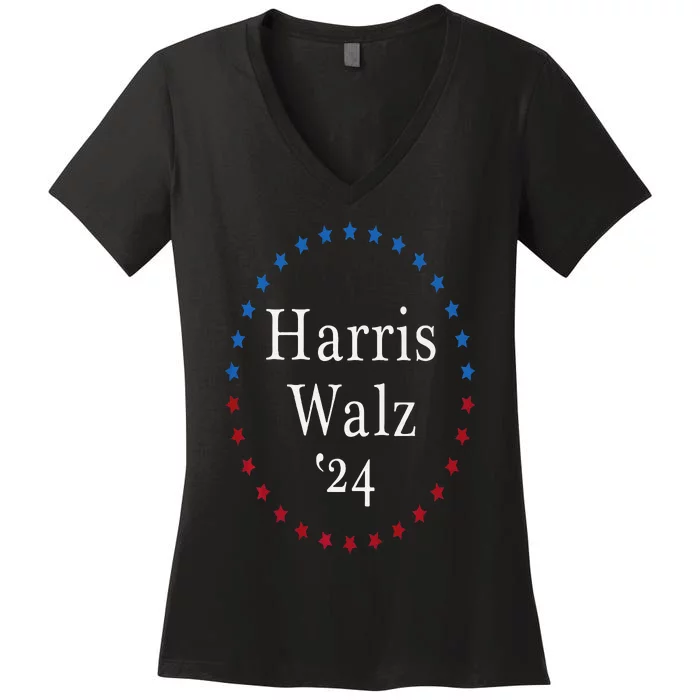 Harris Walz 2024 For President Patriotic Kamala Waltz 2024 Women's V-Neck T-Shirt