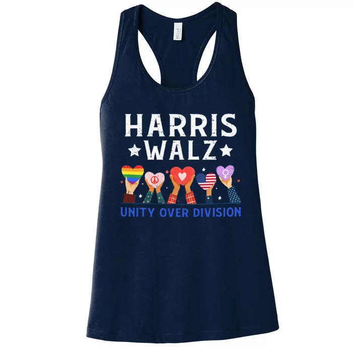 Harris Walz 2024 Unity Over Division Harris Walz 2024 Women's Racerback Tank