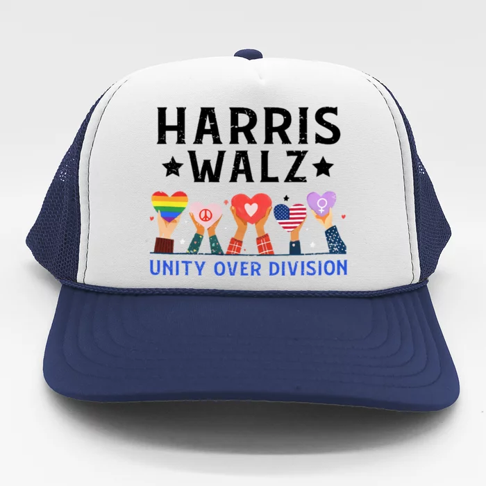 Harris Walz 2024 Unity Over Division Harris Walz 2024 Trucker Hat