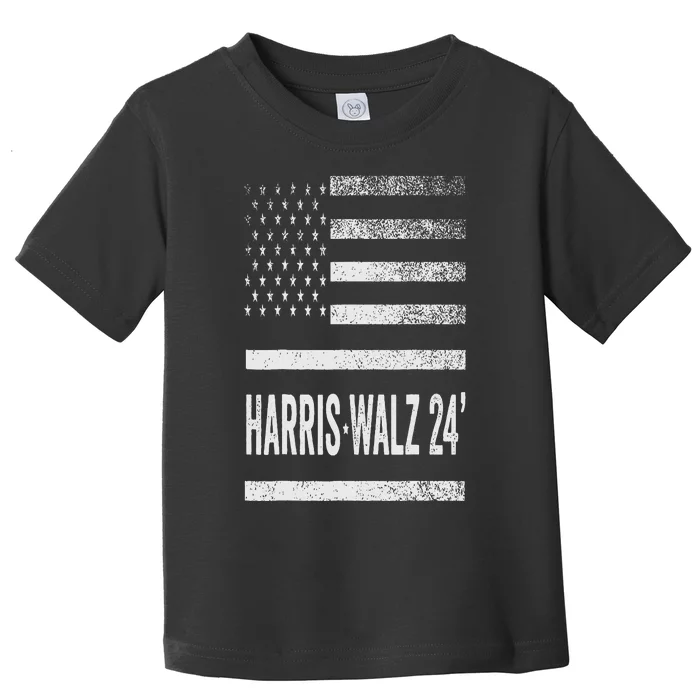 Harris Walz 2024 Election Kamala Tim Waltz American Flag Toddler T-Shirt