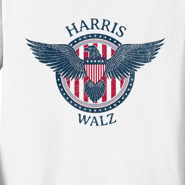 Harris Walz 2024 Election Kamala Harris Tim Walz Waltz Kids Long Sleeve Shirt