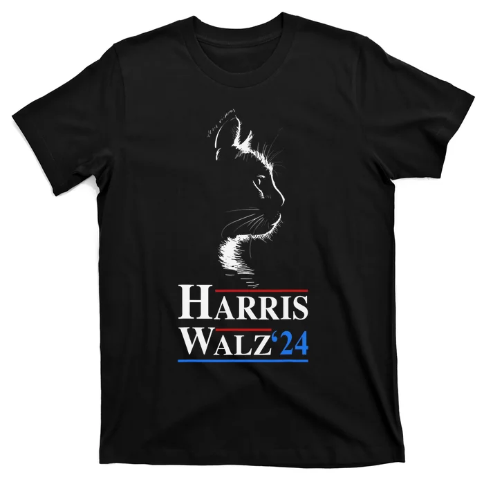 Harris Waltz 2024 Election Funny Cat Kamala Harris Tim Walz T-Shirt