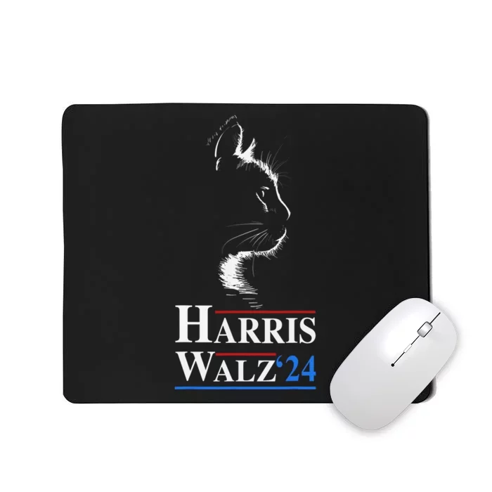 Harris Waltz 2024 Election Funny Cat Kamala Harris Tim Walz Mousepad