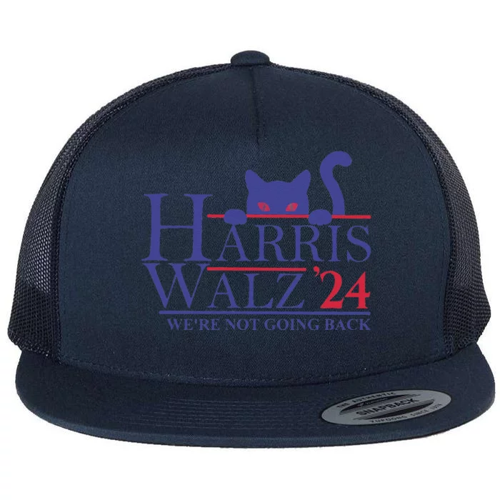 Harris Waltz 2024 WeRe Not Going Back Funny Cat Lady Gift Flat Bill Trucker Hat