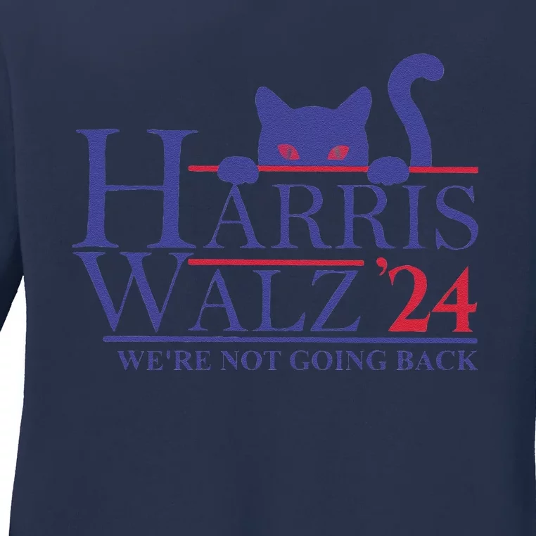 Harris Waltz 2024 WeRe Not Going Back Funny Cat Lady Gift Ladies Long Sleeve Shirt