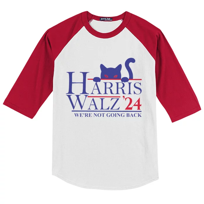 Harris Waltz 2024 WeRe Not Going Back Funny Cat Lady Gift Kids Colorblock Raglan Jersey