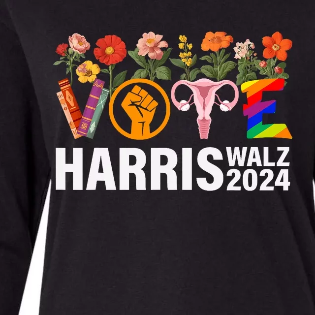 Harris Walz 24 Vote Books Lgbt Election Womens Cotton Relaxed Long Sleeve T-Shirt