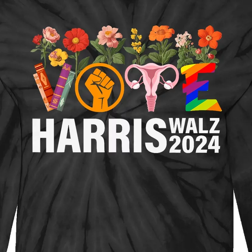 Harris Walz 24 Vote Books Lgbt Election Tie-Dye Long Sleeve Shirt