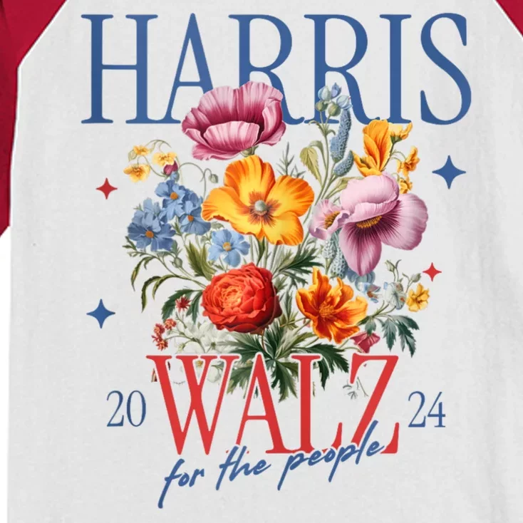 Harris Walz 2024 Election President Kamala Harris Tim Waltz Kids Colorblock Raglan Jersey