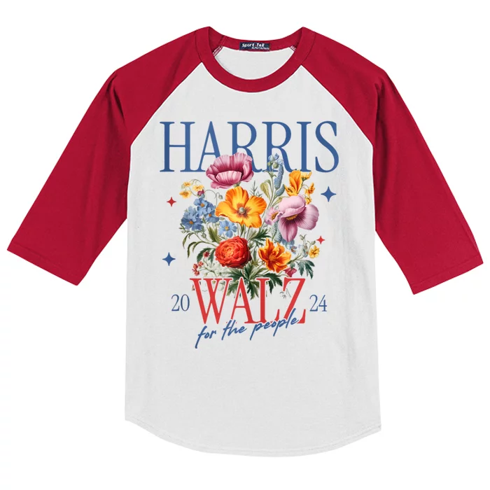 Harris Walz 2024 Election President Kamala Harris Tim Waltz Kids Colorblock Raglan Jersey