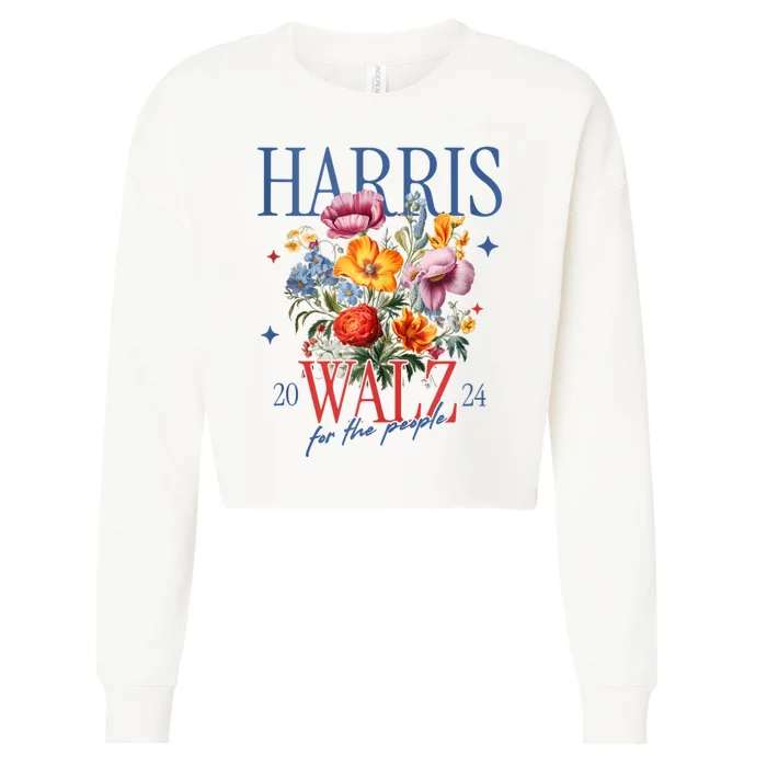 Harris Walz 2024 Election President Kamala Harris Tim Waltz Cropped Pullover Crew