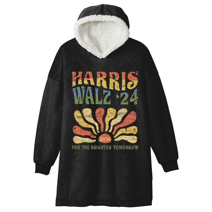 Harris Walz 2024 For President Patriotic Kamala Waltz 2024 Hooded Wearable Blanket