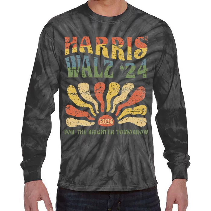 Harris Walz 2024 For President Patriotic Kamala Waltz 2024 Tie-Dye Long Sleeve Shirt