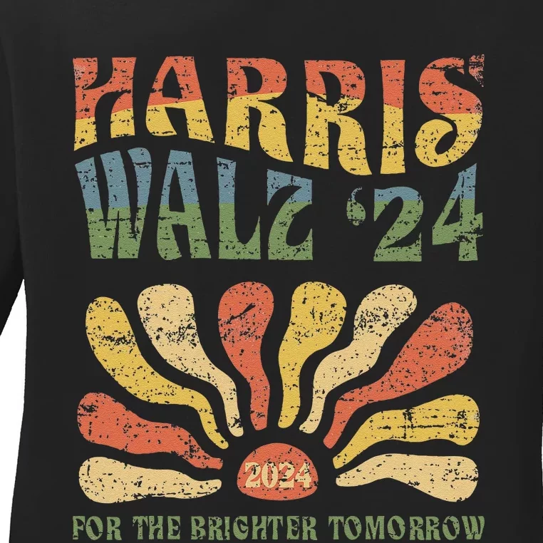 Harris Walz 2024 For President Patriotic Kamala Waltz 2024 Ladies Long Sleeve Shirt