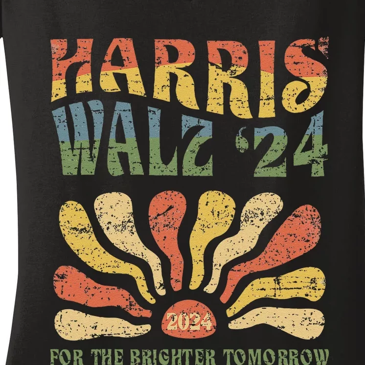 Harris Walz 2024 For President Patriotic Kamala Waltz 2024 Women's V-Neck T-Shirt