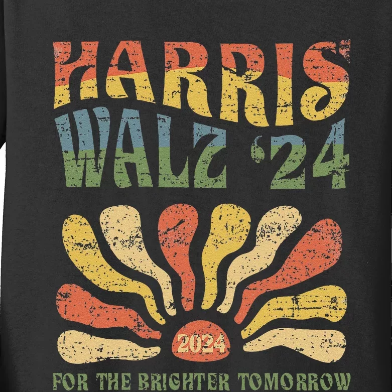 Harris Walz 2024 For President Patriotic Kamala Waltz 2024 Kids Long Sleeve Shirt