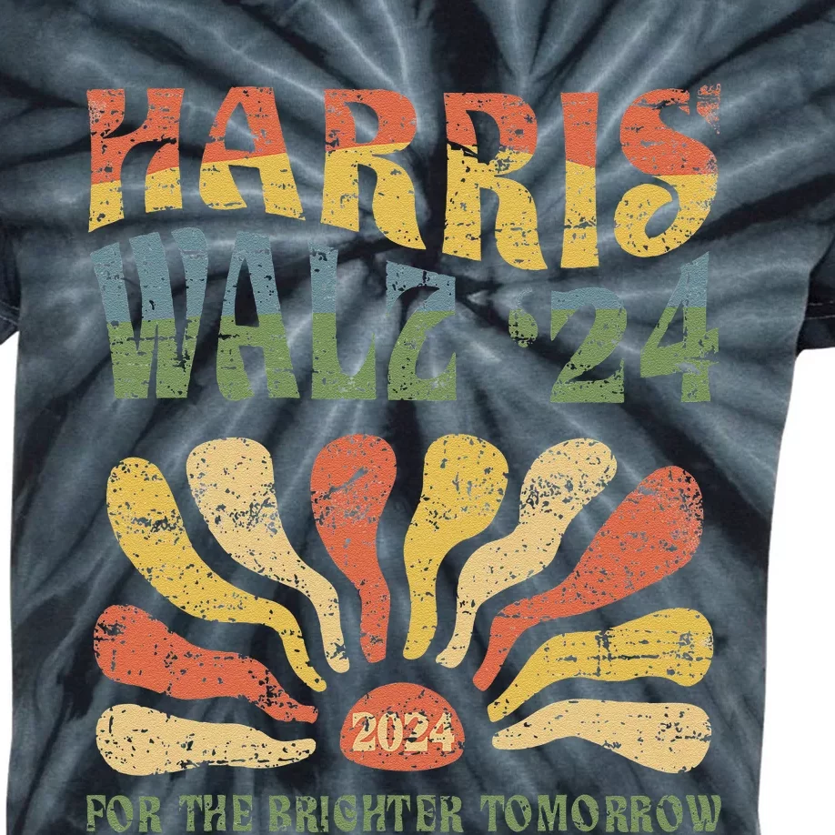 Harris Walz 2024 For President Patriotic Kamala Waltz 2024 Kids Tie-Dye T-Shirt