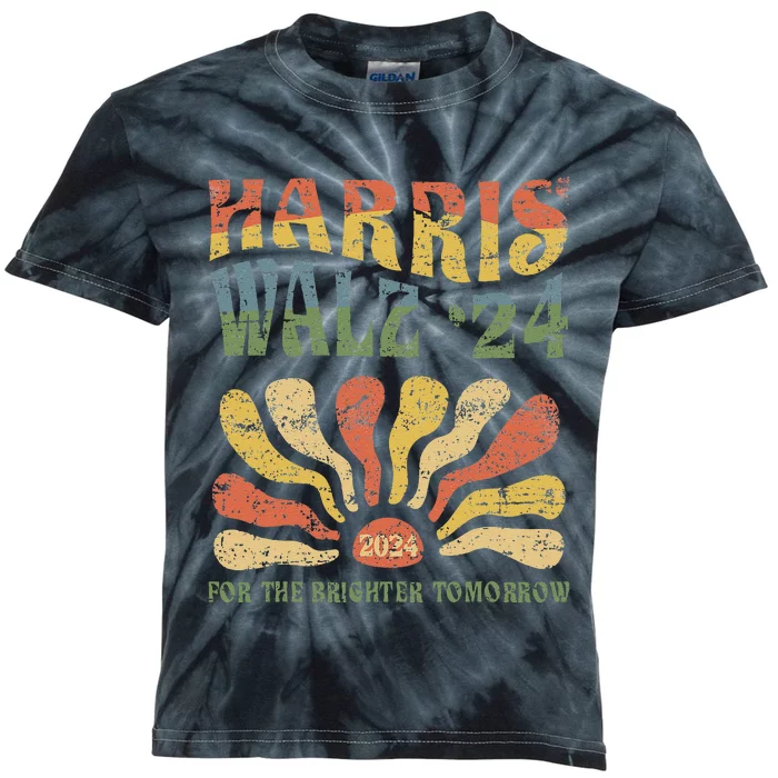 Harris Walz 2024 For President Patriotic Kamala Waltz 2024 Kids Tie-Dye T-Shirt