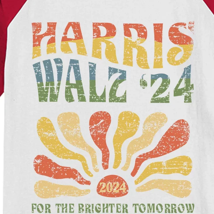 Harris Walz 2024 For President Patriotic Kamala Waltz 2024 Kids Colorblock Raglan Jersey