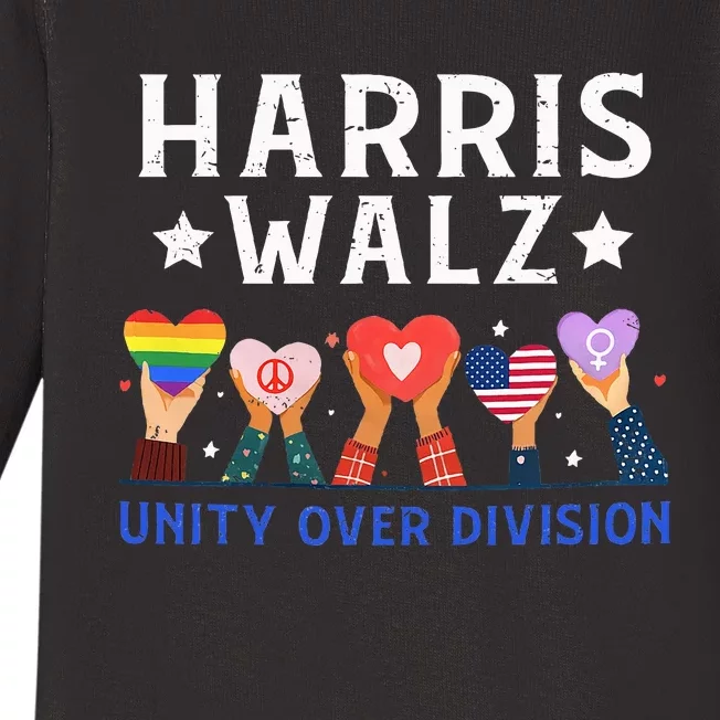 Harris Walz 2024 Unity Over Division Harris Walz 2024 Baby Long Sleeve Bodysuit