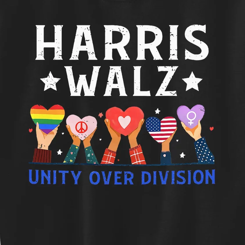 Harris Walz 2024 Unity Over Division Harris Walz 2024 Kids Sweatshirt