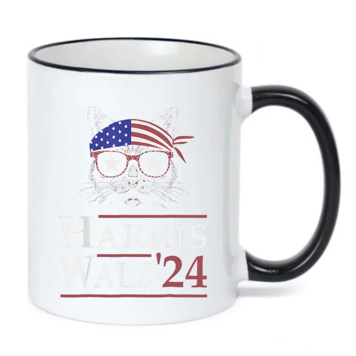 Harris Walz 2024 Funny Cat Election Kamala Harris Tim Waltz Black Color Changing Mug