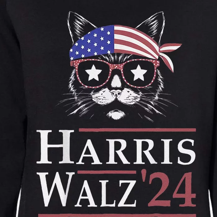 Harris Walz 2024 Funny Cat Election Kamala Harris Tim Waltz Womens California Wash Sweatshirt