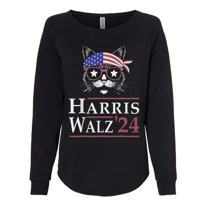 Harris Walz 2024 Funny Cat Election Kamala Harris Tim Waltz Womens California Wash Sweatshirt