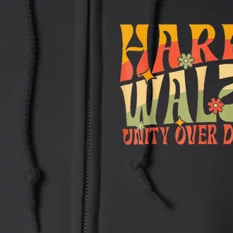 Harris Waltz 2024 Unity Over Division Kamala Harris Tim Walz Full Zip Hoodie