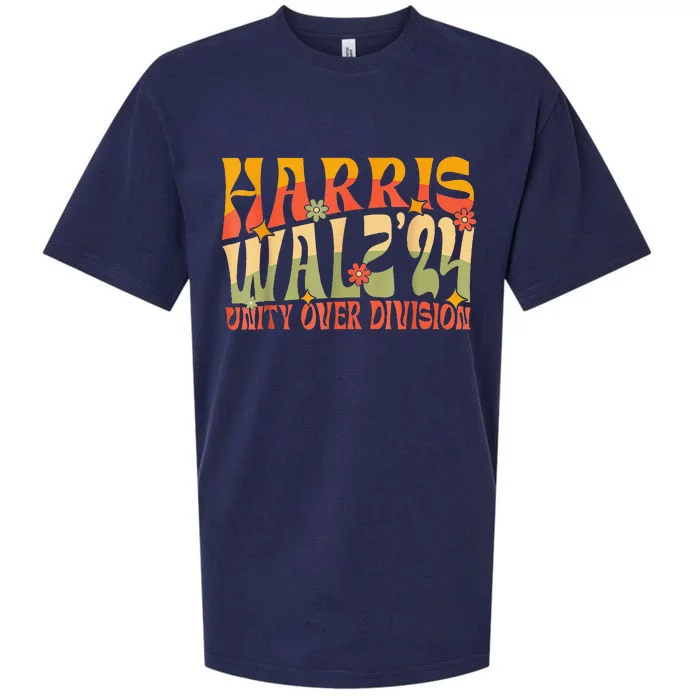 Harris Waltz 2024 Unity Over Division Kamala Harris Tim Walz Sueded Cloud Jersey T-Shirt